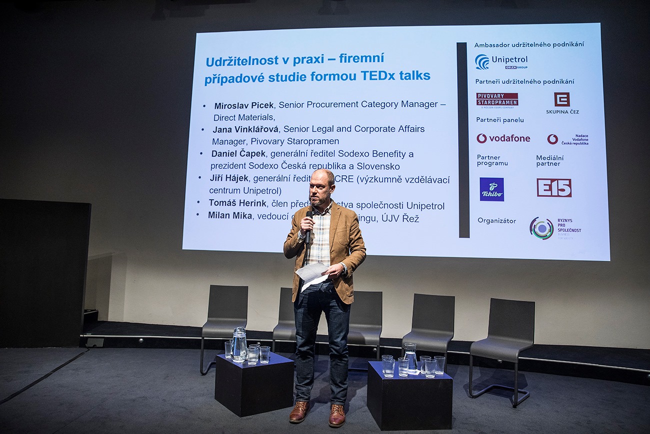 Daniel Čapek prezentuje aktivity Sodexo za trvalou udržitelnost